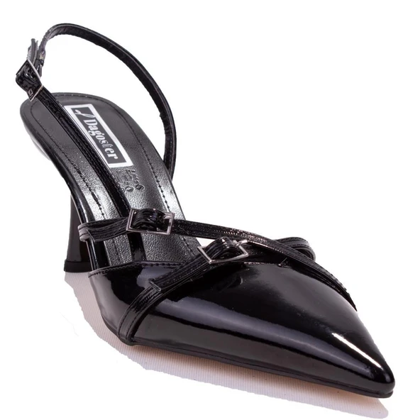 Dagoster DZA07-11792105C Siyah Rugan Tokalı Klasik Topuklu Kadın Ayakkabı