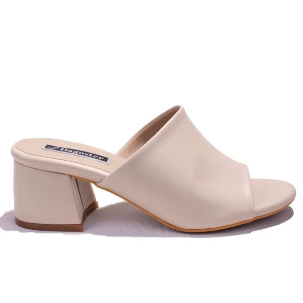 Dagoster DZA07-811304C Bej Klasik Topuklu Kadın Terlik - 2