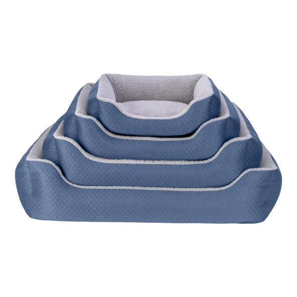 Pet Comfort Bravo Duo  Köpek Yatağı Mavi/Gri Peluş XL 105x80cm - 4