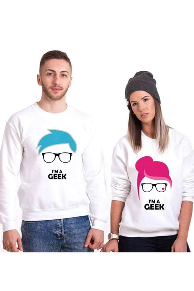 Tshirthane I'm A Geek Sevgili Kombinleri Sweatshirt Kombini ürün görseli