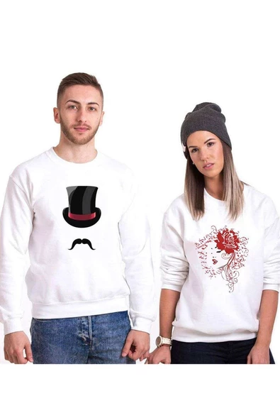 Tshirthane Her Beast His Beutiful  Sevgili Kombinleri Sweatshirt Kombini