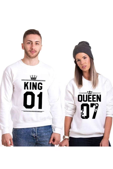 Tshirthane King 01 Queen Sevgili Kombinleri Sweatshirt Kombini