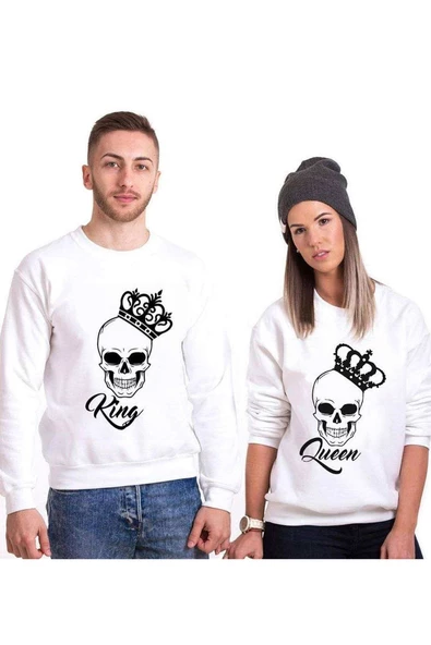 Tshirthane King Queen Kurukafa  Sevgili Kombinleri Sweatshirt Kombini