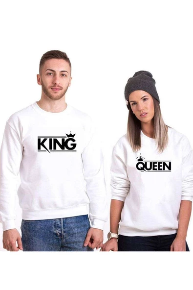 Tshirthane King Queen  Sevgili Kombinleri Sweatshirt Kombini ürün görseli