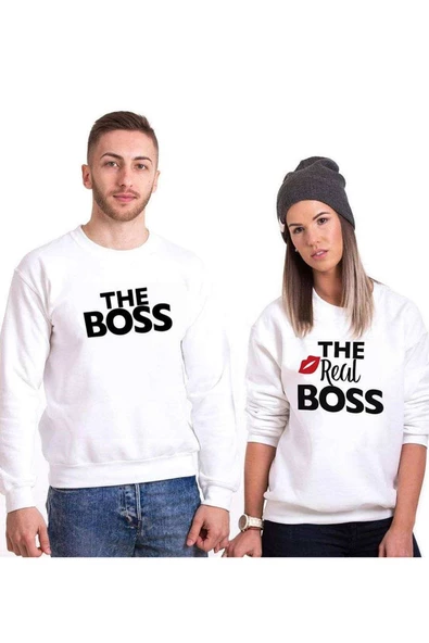 Tshirthane The Boss The Real Boss Sevgili Kombinleri Sweatshirt Kombini
