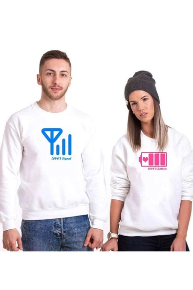 Tshirthane Battary Signal  Sevgili Kombinleri Sweatshirt Kombini