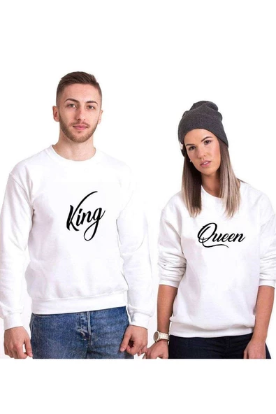 Tshirthane The King Queen Sevgili Kombinleri Sweatshirt Kombini ürün görseli