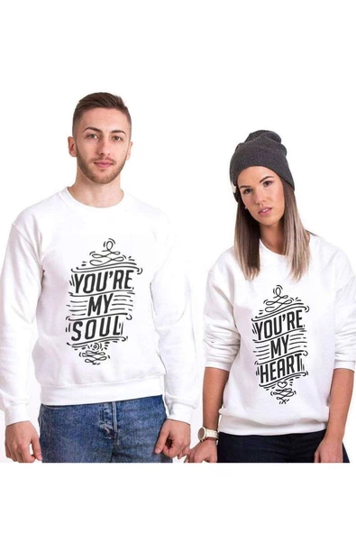 Tshirthane You're My Soul My Heart Sevgili Kombinleri Sweatshirt Kombini ürün görseli