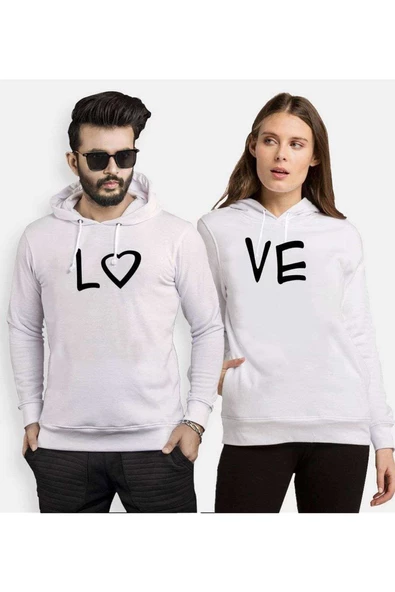 Tshirthane Lo Ve Kalp Sevgili Kombinleri Kapüşonlu Kombini