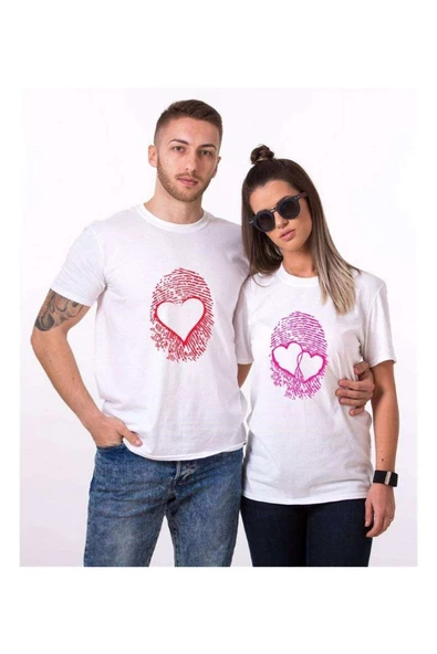 Tshirthane Parmak İzi Kalp Sevgili Kombinleri Tshirt Kombini