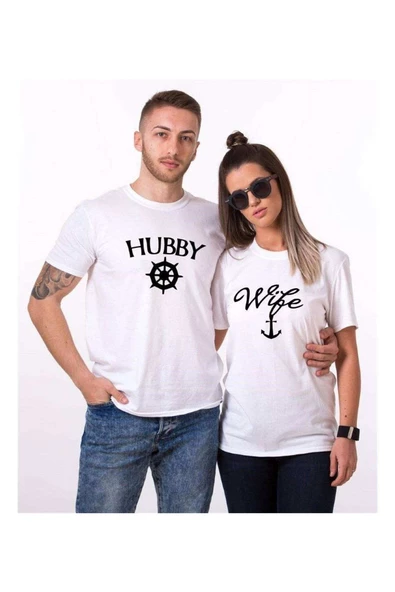 Tshirthane Hubby Wife 2 Sevgili Kombinleri Tshirt Kombini