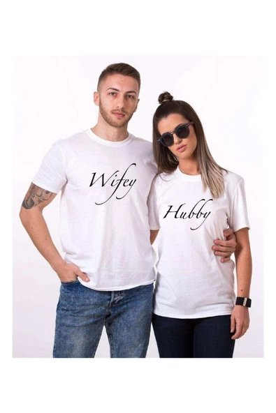 Tshirthane Hubby Wifey Sevgili Kombinleri Tshirt Kombini