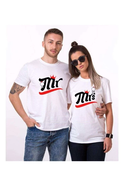 Tshirthane Mr Mrs Taç Sevgili Kombinleri Tshirt Kombini ürün görseli 1