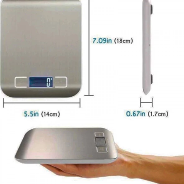 Dijital Mutfak Terazisi Paslanmaz Çelik Elektronik Lcd Ağırlık 5 Kg Ölçeklii Pişirme Ölçü Aleti - 2