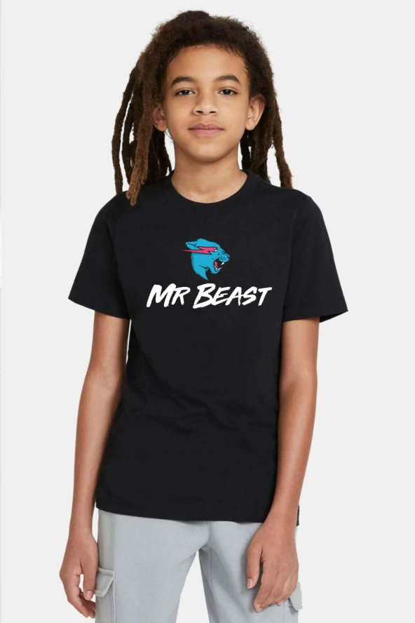 Mr Beast Siyah Çocuk Tshirt