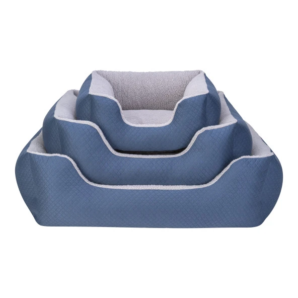 Pet Comfort Echo  Kedi ve Köpek Yatağı Mavi/Gri Peluş S 60x50cm - Resim 4