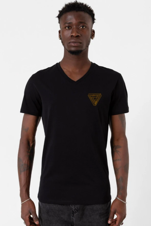 Dark Tannhaus Logo Siyah Erkek V yaka Tshirt
