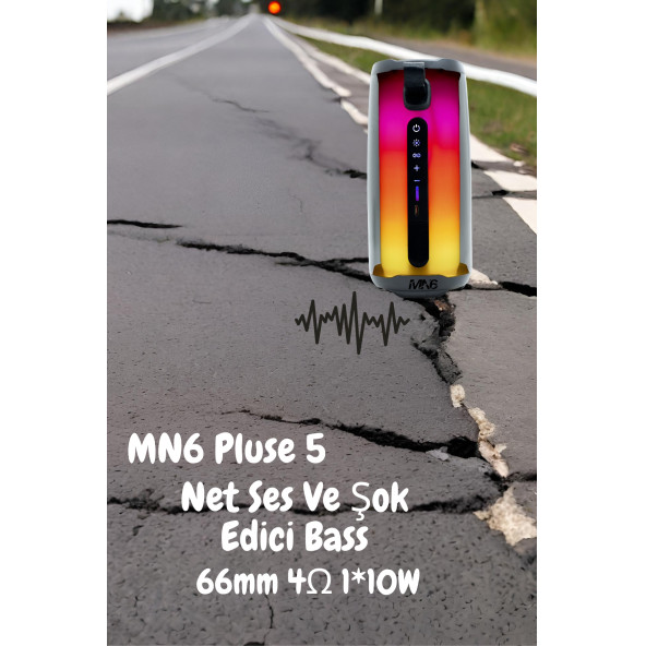 MN6 Pluse 5 Mikrofonlu Bluetooth Hoparlör.Şok Edici Bass.2.Mikrofonlu Ses Bombası.360°ışıklandırma - 6