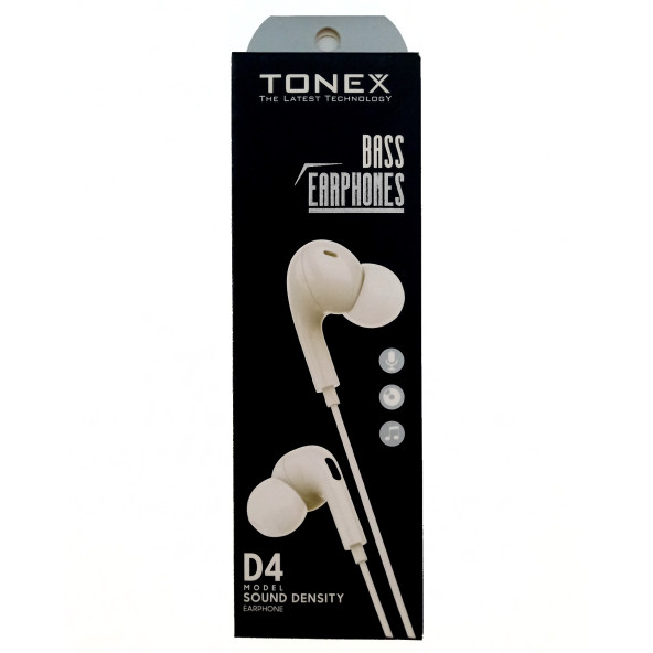 Tonex D4 Kablolu Mikrofonlu Bass Kulak İçi Telefon Kulaklığı 3.5mm