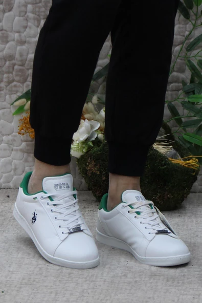 U.S. Polo Assn. Erna 4FX Beyaz Yeşil Orijinal Ürün Sneaker Spor Ayakkabı - Resim 2
