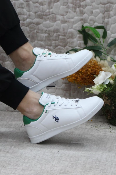 U.S. Polo Assn. Erna 4FX Beyaz Yeşil Orijinal Ürün Sneaker Spor Ayakkabı - Resim 5