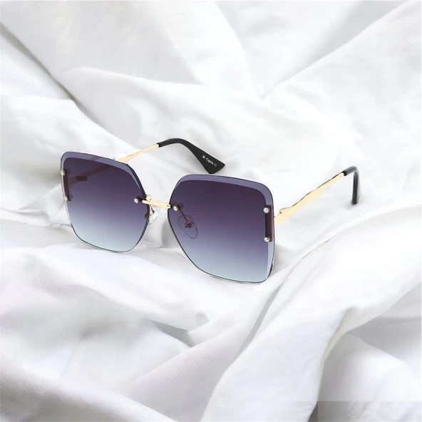 Di Caprio DC1841DGRD Siyah Gold Degrade Kesme Cam Kristal Kadın Güneş Gözlüğü