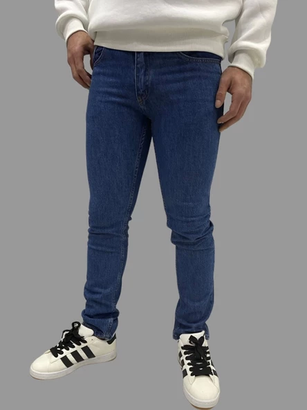 Erkek Dar Paça Özel New Okyanus Mavisi Kot Pantolon