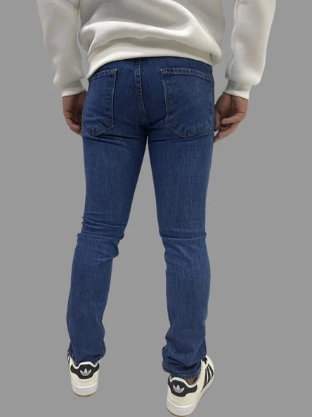 Erkek Dar Paça Özel New Okyanus Mavisi Kot Pantolon - 4