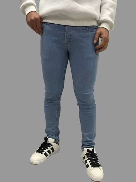 Erkek Dar Paça Özel New Light Blue Kot Pantolon