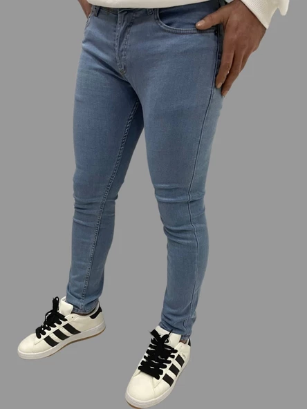 Erkek Dar Paça Özel New Light Blue Kot Pantolon - 6