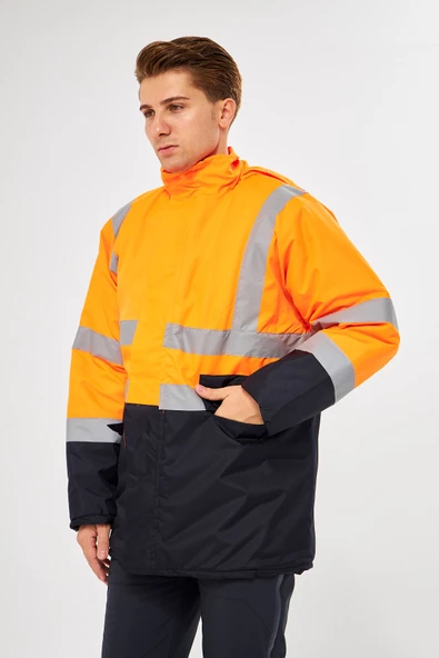 Parka Turuncu Lacivert - Resim 3