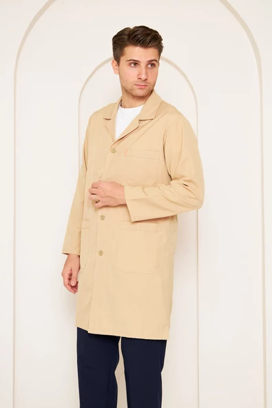 Alpaka Kumaş Montaj Önlüğü Bej - Resim 3