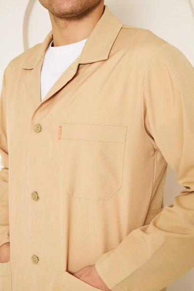 Alpaka Kumaş Montaj Önlüğü Bej - Resim 6