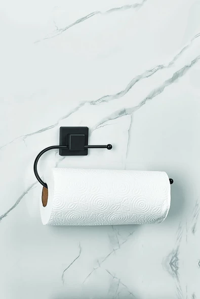 KARE KAFALI YAPIŞKANLI KUTULU KAĞIT HAVLULUK MAT SİYAH - 2