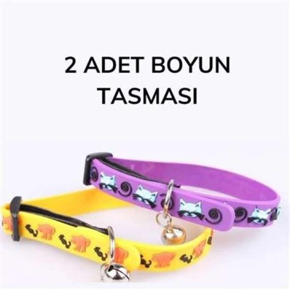 BUFFER® Çıngıraklı Zilli Sevimli Renkli Slikon Kedi Köpek Boyun Tasması - 10