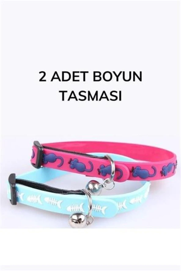 BUFFER® Çıngıraklı Zilli Sevimli Renkli Slikon Kedi Köpek Boyun Tasması - 11