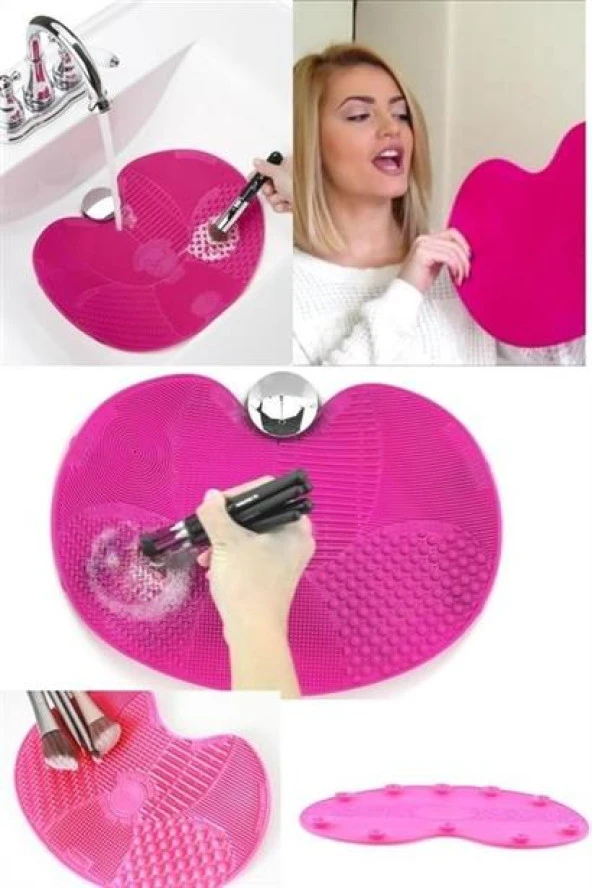 BUFFER® Pratik Kolay Makyaj Fırçası Temizleme Matı Aparatı Aleti - 8