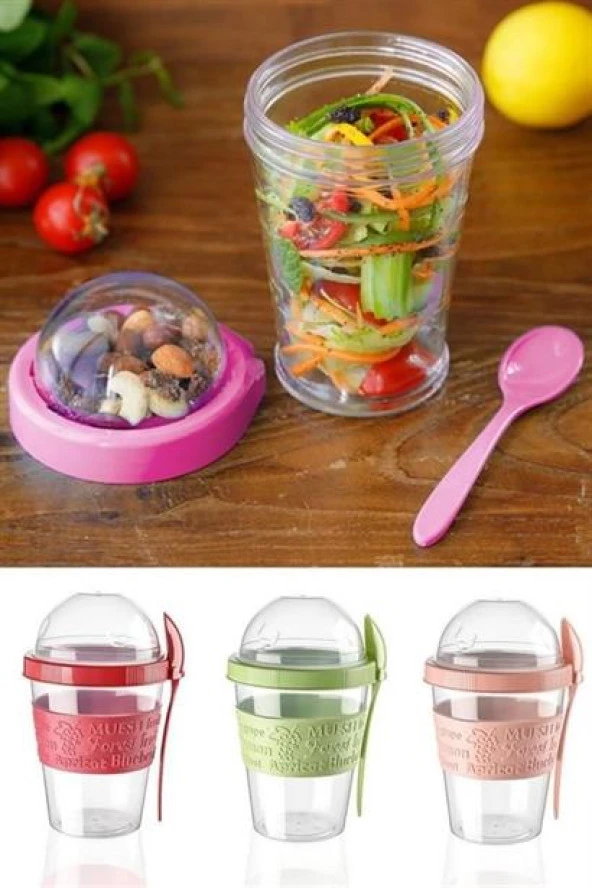 BUFFER® Taken Go Kapaklı Kaşıklı Pratik Taşınabilir Meyveli Yoğurt Kabı - 7