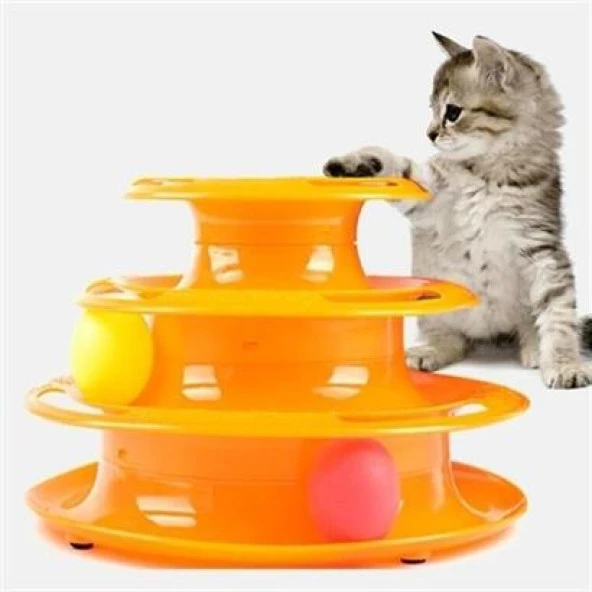 Tower Of Tracks Eğleneli Üç Katlı Kedi Oyuncağı Seti oyuncağı - 3