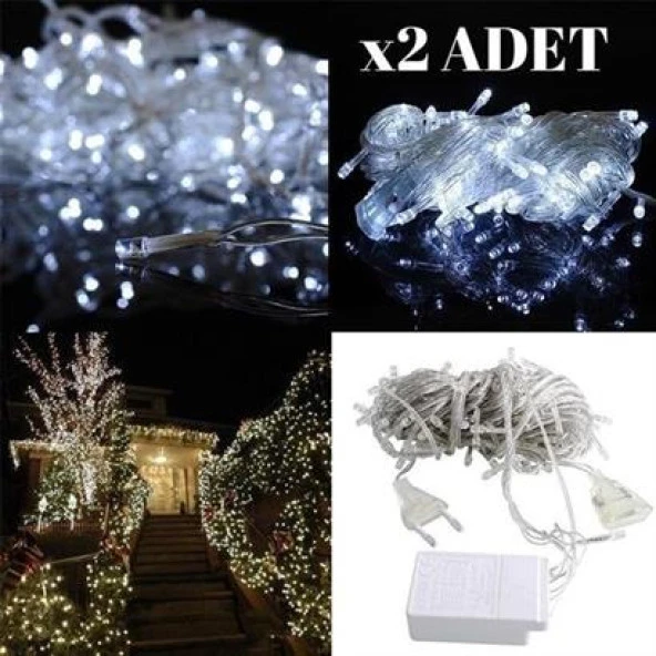 BUFFER® 100 Ledli 8 Fonksiyonlu 10 Metre Led Aydınlatma Dekor Lambası (beyaz) - 2
