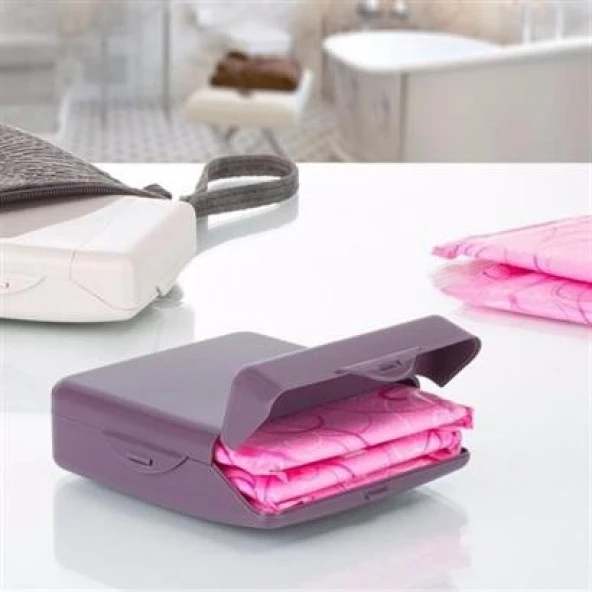 BUFFER® Çanta İçi Hijyenik Gizli Kilit Kapaklı Ped Saklama Taşıma Kutusu - 5