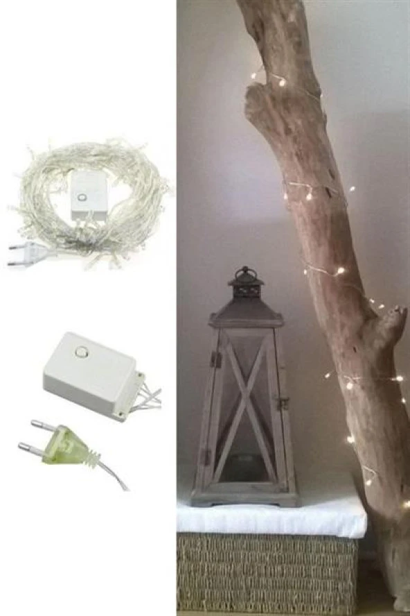 BUFFER® 100 Ledli 8 Fonksiyonlu 10 Metre Led Aydınlatma Dekor Lambası (beyaz) - 4