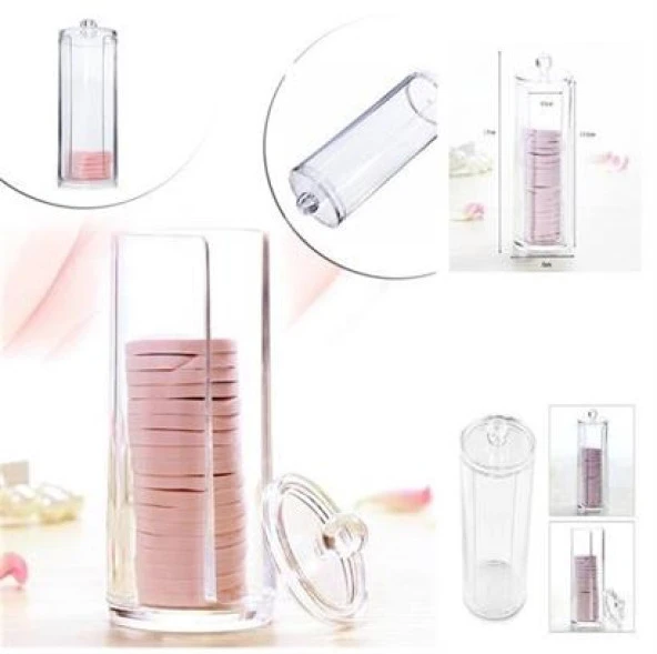 BUFFER® Kapaklı Makyaj Pamuğu Düzenleyici Organizer Şeffaf Pamukluk - 5