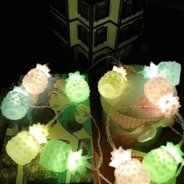 BUFFER® Karışık Renk Dekoratif Ananas Dolama 10’lu Şerit Led Işık Zinciri - 9