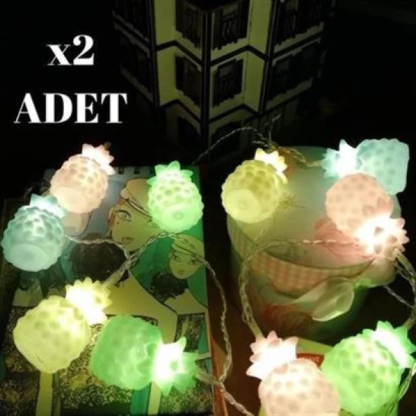 BUFFER® Karışık Renk Dekoratif Ananas Dolama 10’lu Şerit Led Işık Zinciri - 11