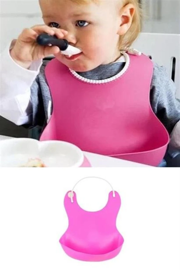 BUFFER® Çocuk Bebek Mama Önlüğü Dökülme Engelleyici Bükülebilir Pembe - 9