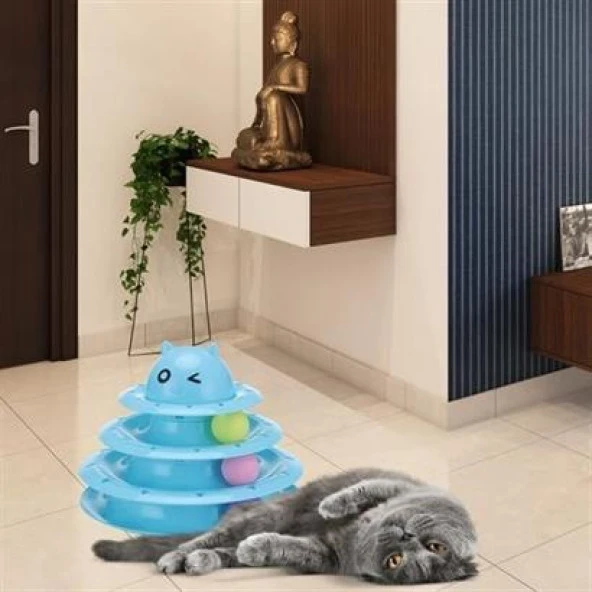 BUFFER® Tower Of Tracks Eğlenceli Üç Katlı Kedi Oyuncağı Seti Kedi Oyunu - 3