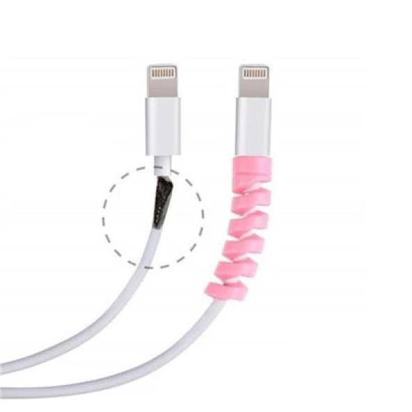 BUFFER® 4lü Apple, Android Şaj Kablosu Koruyucu Silikon Spiral Yay Aparat - 5