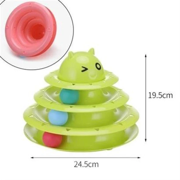 BUFFER® Tower Of Tracks Eğlenceli Üç Katlı Kedi Oyuncağı Seti Kedi Oyunu - 10