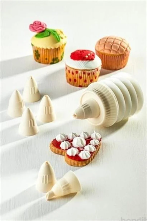 BUFFER® 7 Başlıklı Mutfak Pasta Krema Sıkma Süsleme Pompası Aparatı Seti - 4